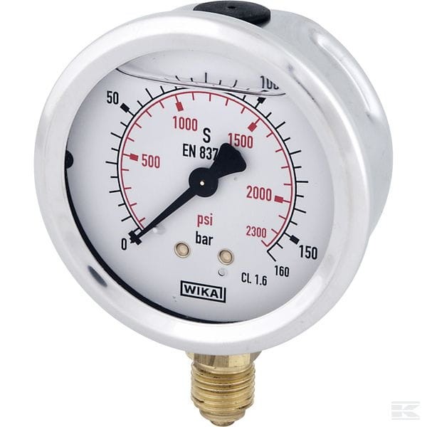 Manometr glicerynowy Ø63 mm, 160 bar, przyłącze dolne 1/4" 