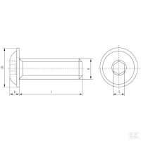Wkręt grzybkowy z kołnierzem kl. 10.9 ocynk Kramp, M6 x 50 mm (25szt) - ISO7380ULF650109 - Sklep rolniczy PoltechParts