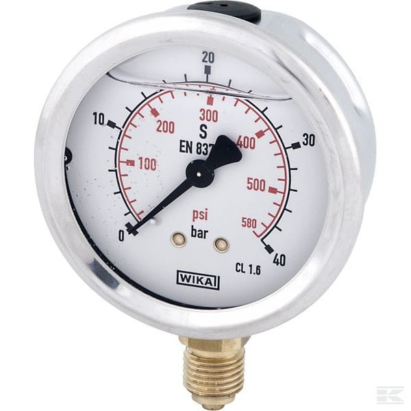 Manometr glicerynowy Ø63 mm, 40 bar, przyłącze dolne 1/4" B711-W063040D