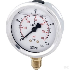 Manometr glicerynowy Ø63 mm, 40 bar, przyłącze dolne 1/4" B711-W063040D